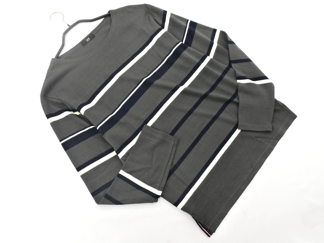 ネコポスOK 23区 HOMME ウール混 ボーダー カットソー size46/グレー ◇■ ☆ ejc1 メンズ