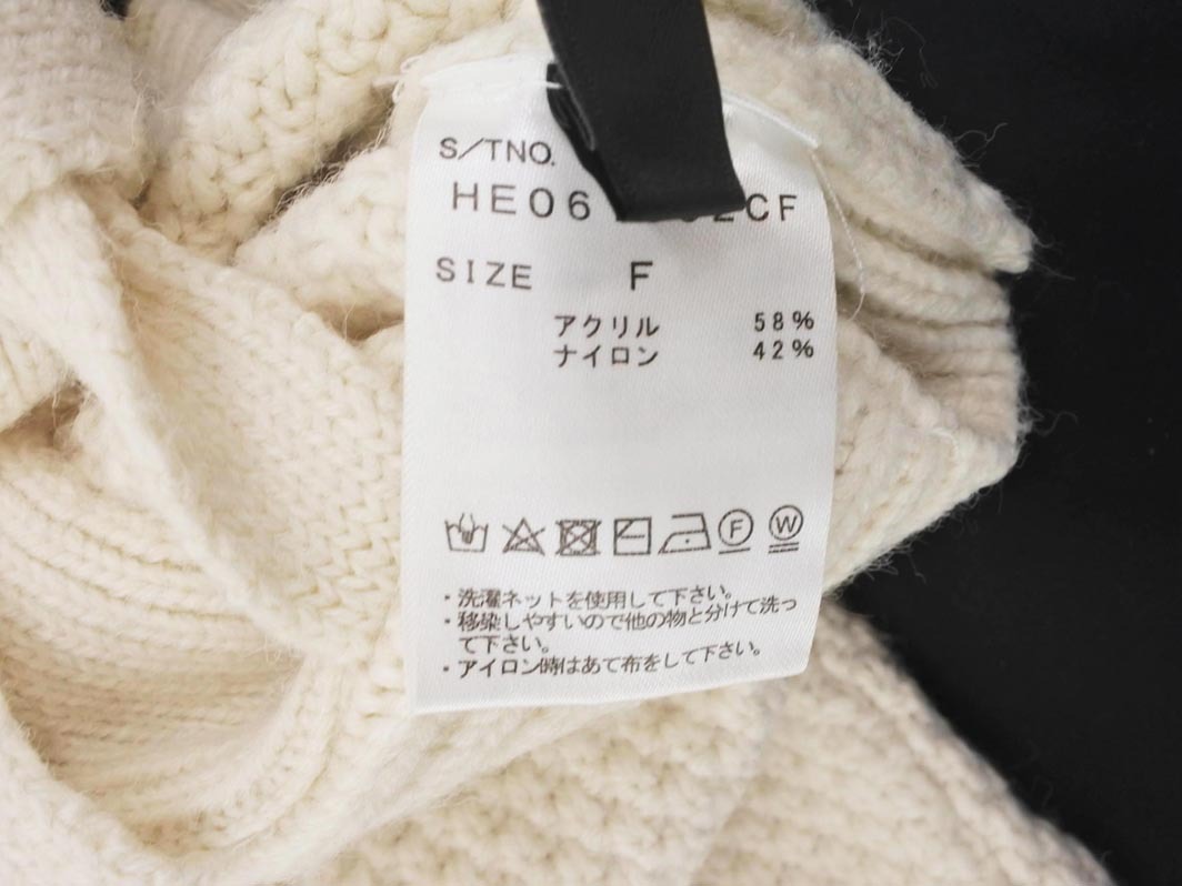 Heather ヘザー バックリボン ショート タートルネック ニット セーター sizeF/白 ◇■ ☆ ejc4 レディース