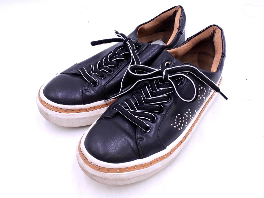 LANVIN ランバン en Bleu オンブルー 2712 スタッズ レースアップ ローカット スニーカー size23ｃｍ/黒 ■■ ☆ ejc4 レディース