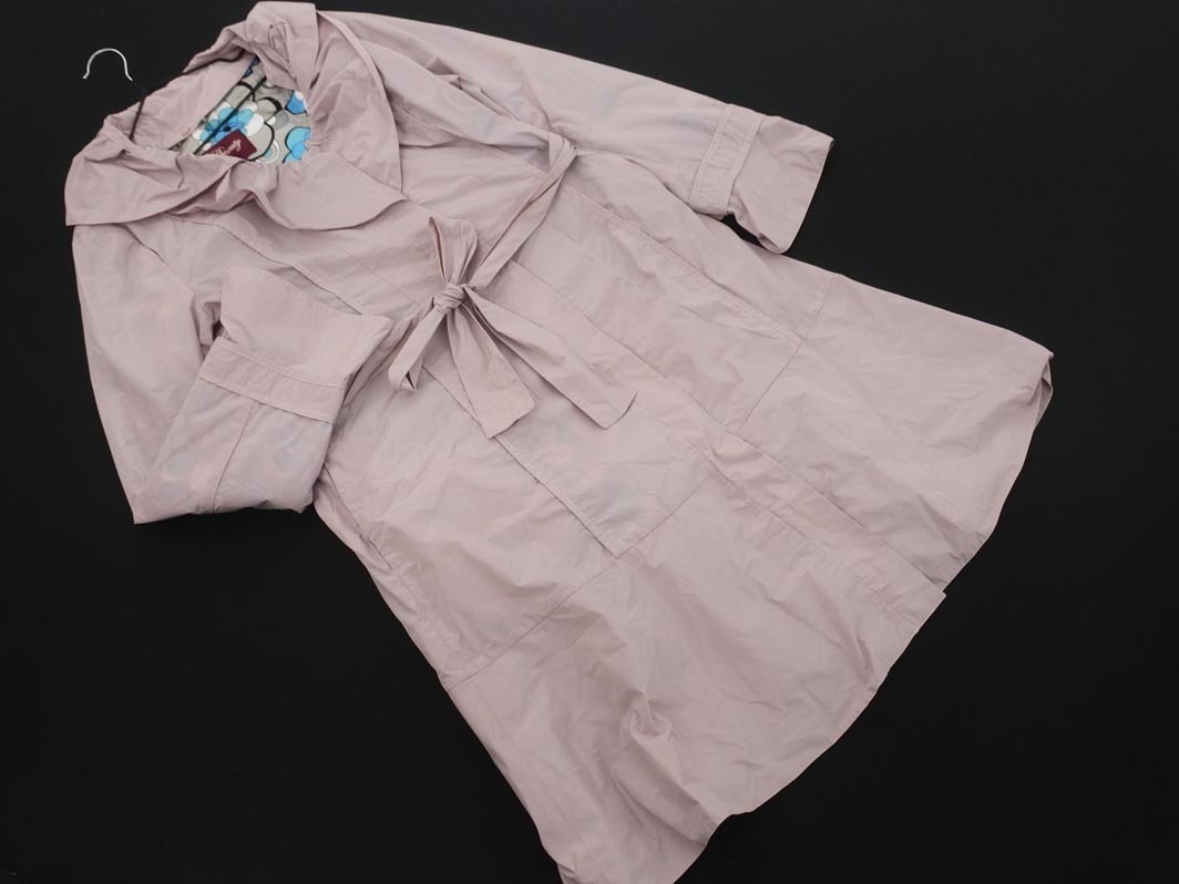 新品 Super Beauty スーパービューティー リボンベルト ライナー付き フリルカラー コート size42/ピンク ◇■◎ ☆ ejc4 レディース