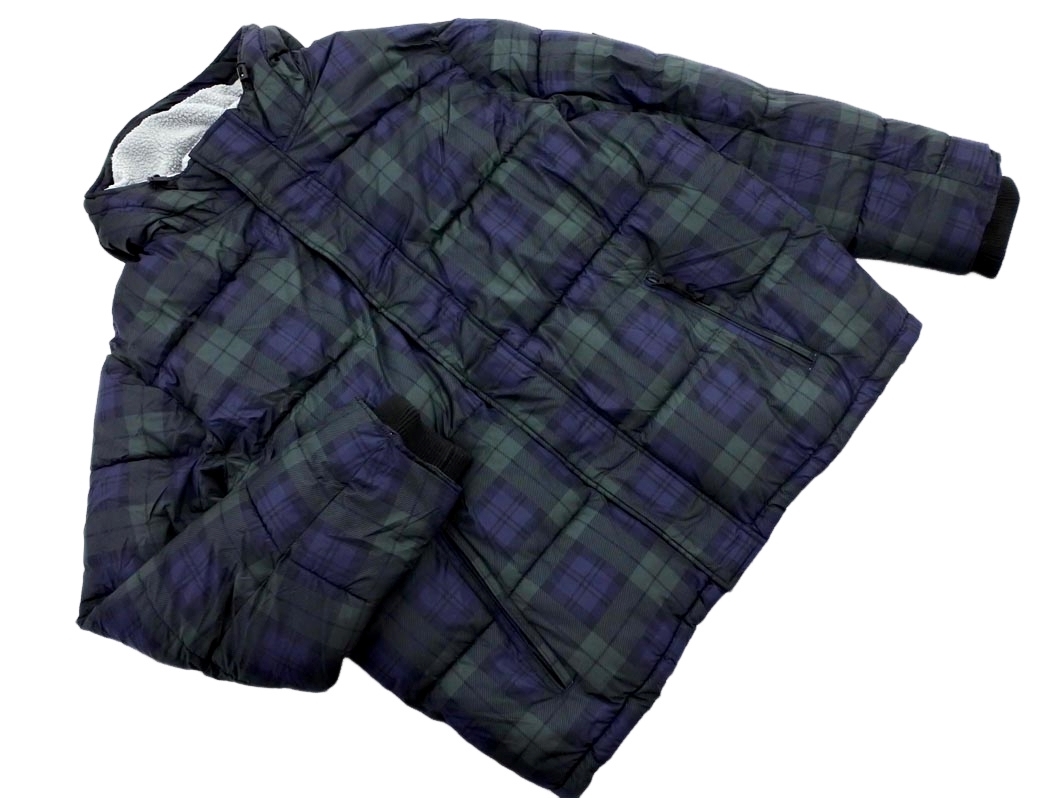 AMERICAN EAGLE アメリカンイーグル フード裏ボア チェック 中綿 ジャケット sizeXXL/緑ｘ紺 ◆■ ☆ ejd0 メンズ