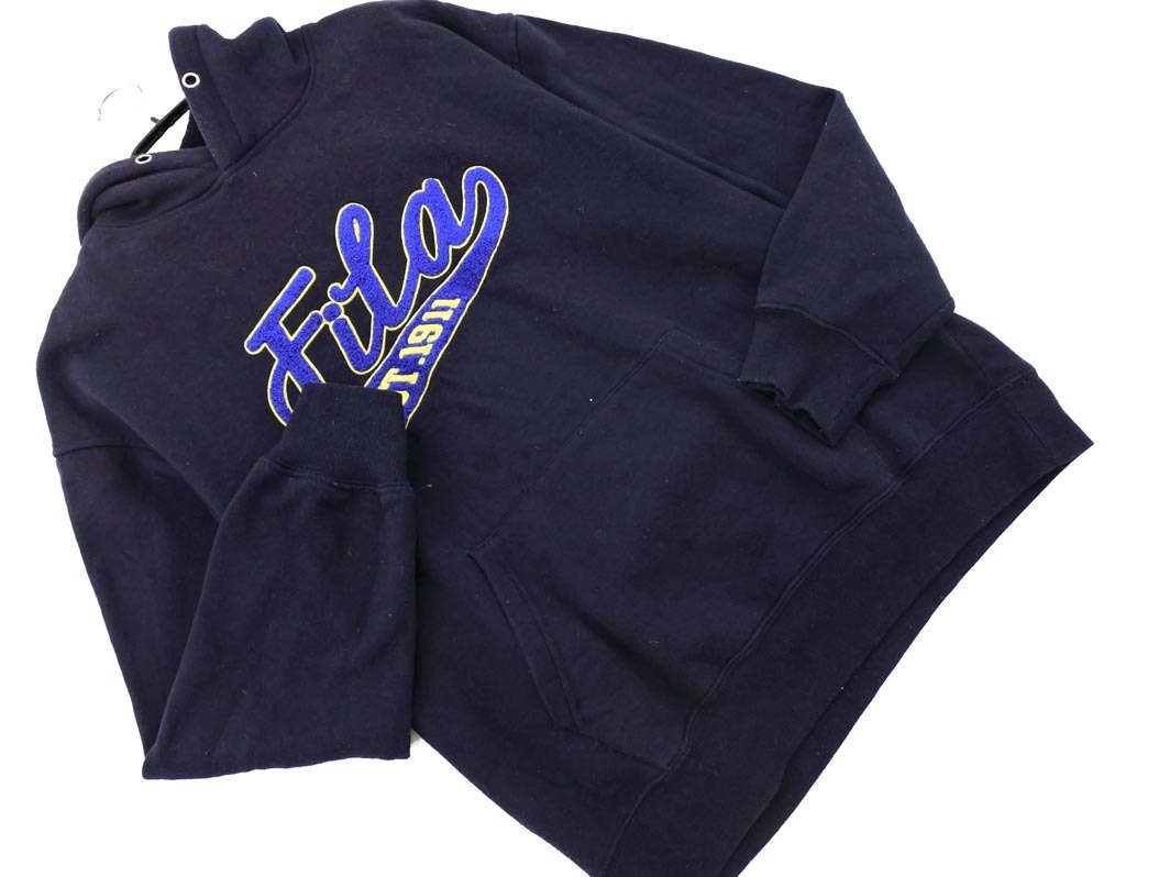 FILA フィラ 里起毛 ロゴ プルオーバー パーカー sizeL/紺 ◇■ ☆ ejd0 メンズ