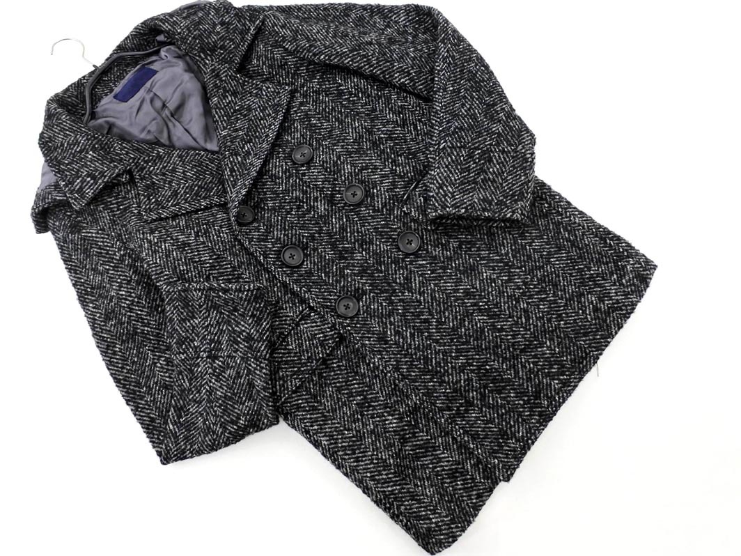 nano universe ナノユニバース JUN HASHIMOTO ウール混 ダブルボタン コート sizeS/黒 ◇■ ☆ ejd0 メンズ