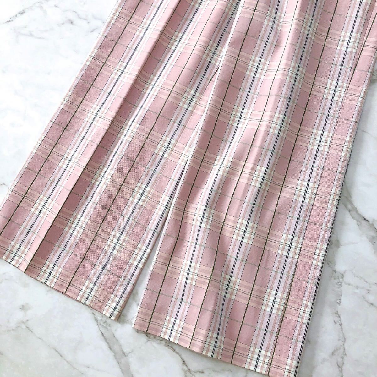 Drawer ドゥロワー タータン チェック ワイド パンツコットン100 Drawer ドゥロワー タータン チェック ワイド パンツコットン100