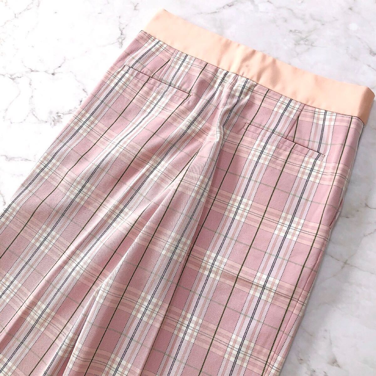 Drawer ドゥロワー タータン チェック ワイド パンツコットン100 Drawer ドゥロワー タータン チェック ワイド パンツコットン100