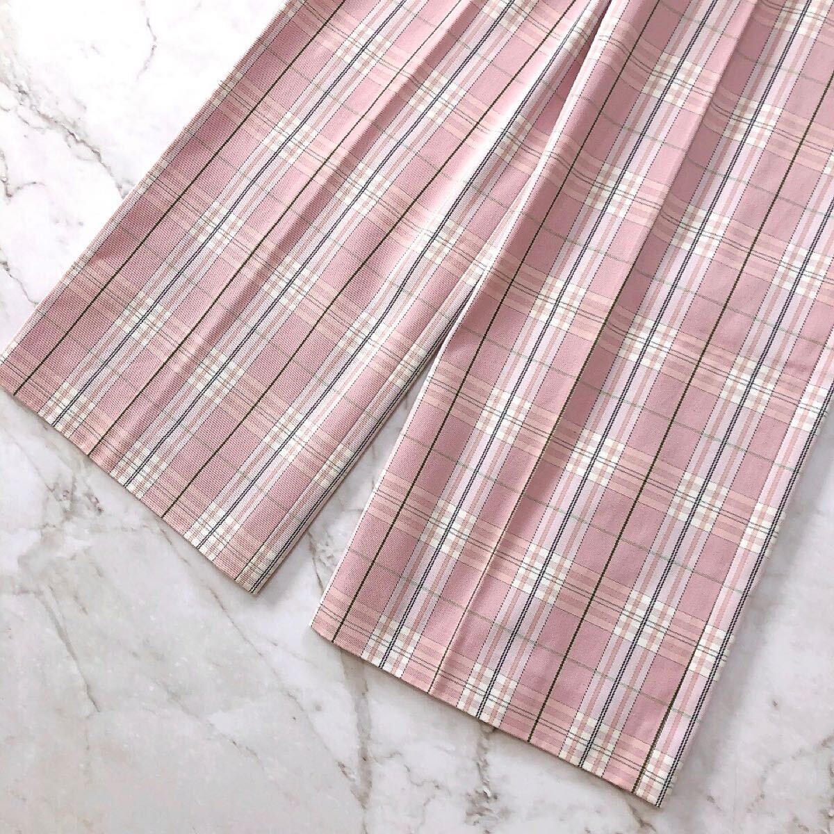Drawer ドゥロワー タータン チェック ワイド パンツコットン100 Drawer ドゥロワー タータン チェック ワイド パンツコットン100