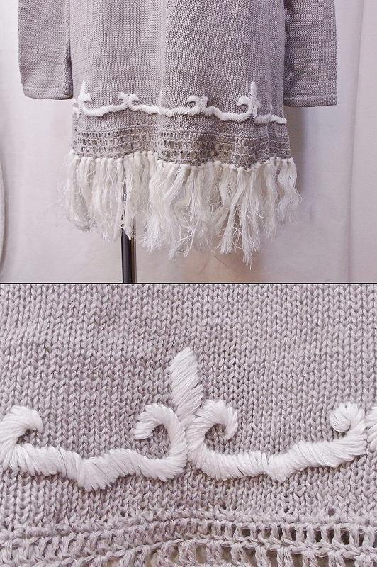 S* Via z Lee BEARDSLEYlinen. fringe knitted tunic F BEZ1091305A0002 gray ju series nm4424199456