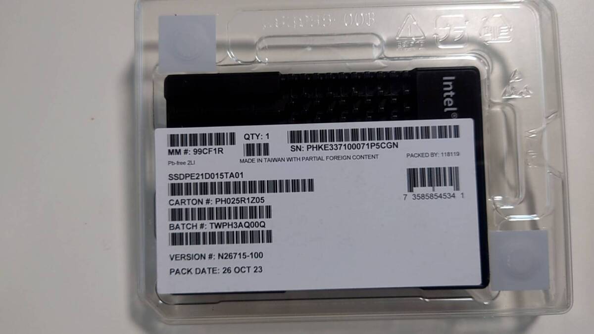 Intel SSD　Optane 905P 1.5TB 新品未開封。