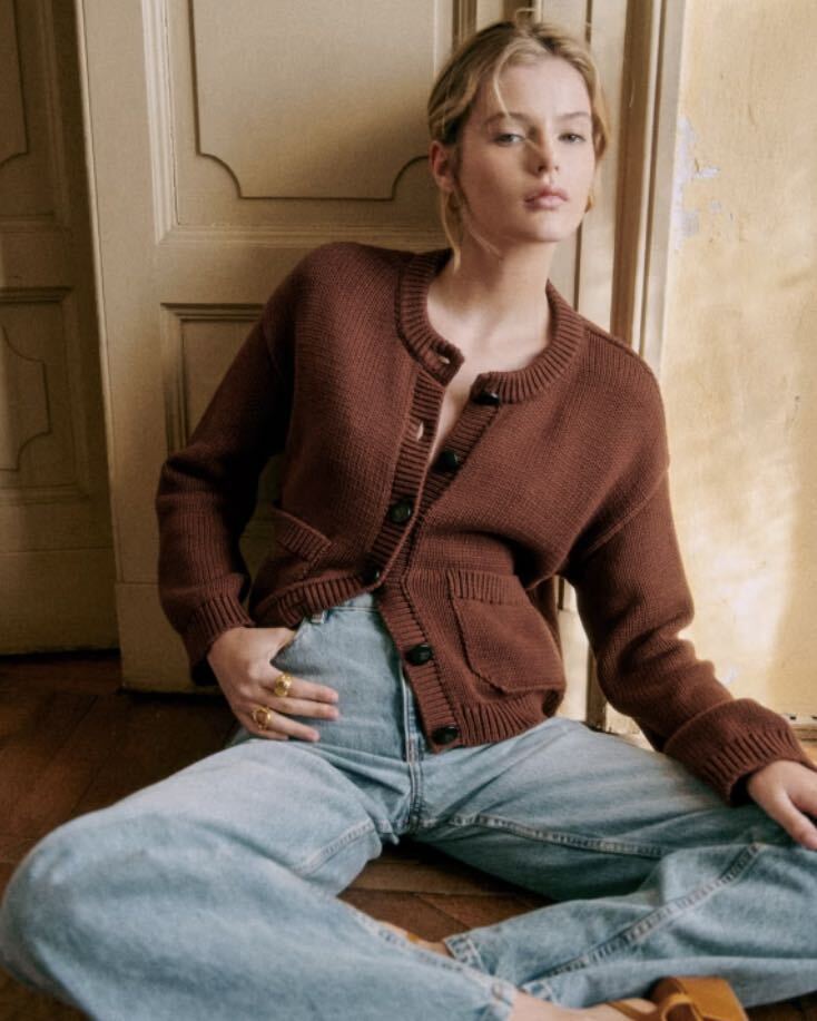 SEZANE セザンヌ バルキークルーネックカーディガン ブラウン SEZANE セザンヌ バルキークルーネックカーディガン ブラウン