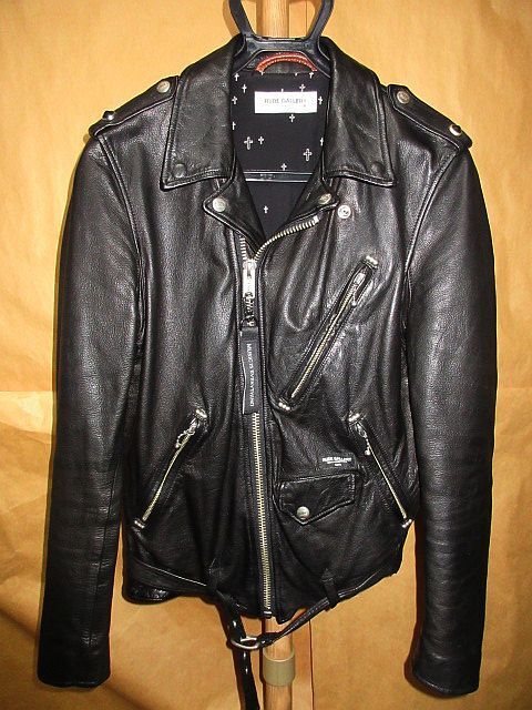 ルードギャラリー　RUDE GALLERY　16AW ステアハイド　クロス　ダブル　レザー　ライダース　ジャケット　黒　3