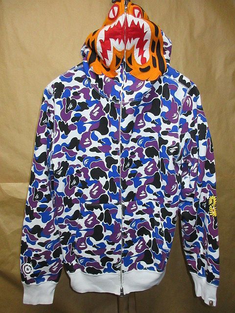 エイプ A BATHING APE 都市限定　香港限定 猿　迷彩柄　カラーカモ　タイガー　シャーク ジップアップ　パーカー L