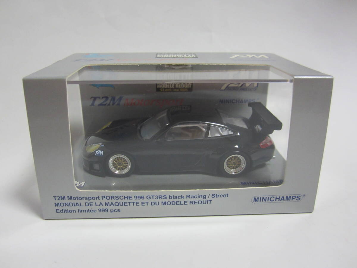即決 PMA ミニチャンプス T2Mモータースポーツ特注999台限定 1/43 T2M ポルシェ 911 （996） GT3RS レーシング/ストリート ブラック