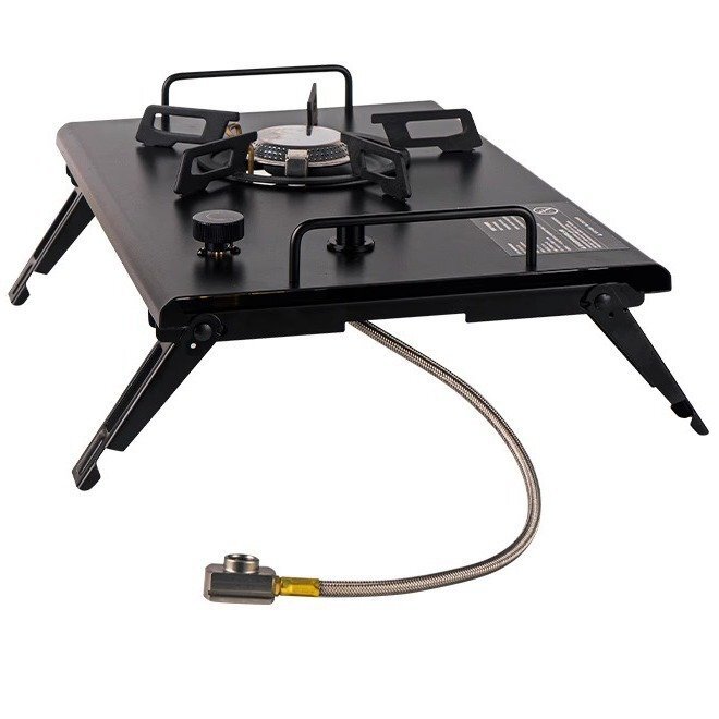 シングルバーナー 折りたたみ式ガスストーブ 卓上コンロ 調理器具 ステンレス 黒 H8600