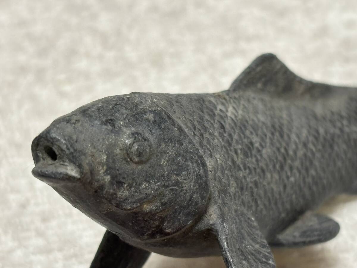  details unknown made of metal common carp ornament peace thing crucian fish 76g/ Vintage antique retro Showa Retro that time thing antique miscellaneous goods /NL