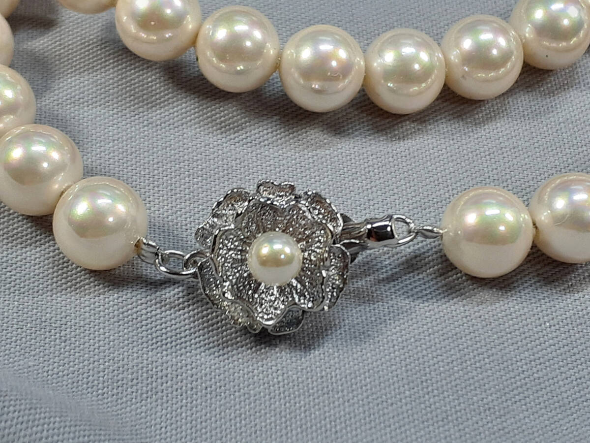 **. pearl ( burnishing ) silver product flower can small approximately 7,2~7,4mm sphere approximately 41,5cm necklace metal fittings included 44cm amorous glance cream pink series 