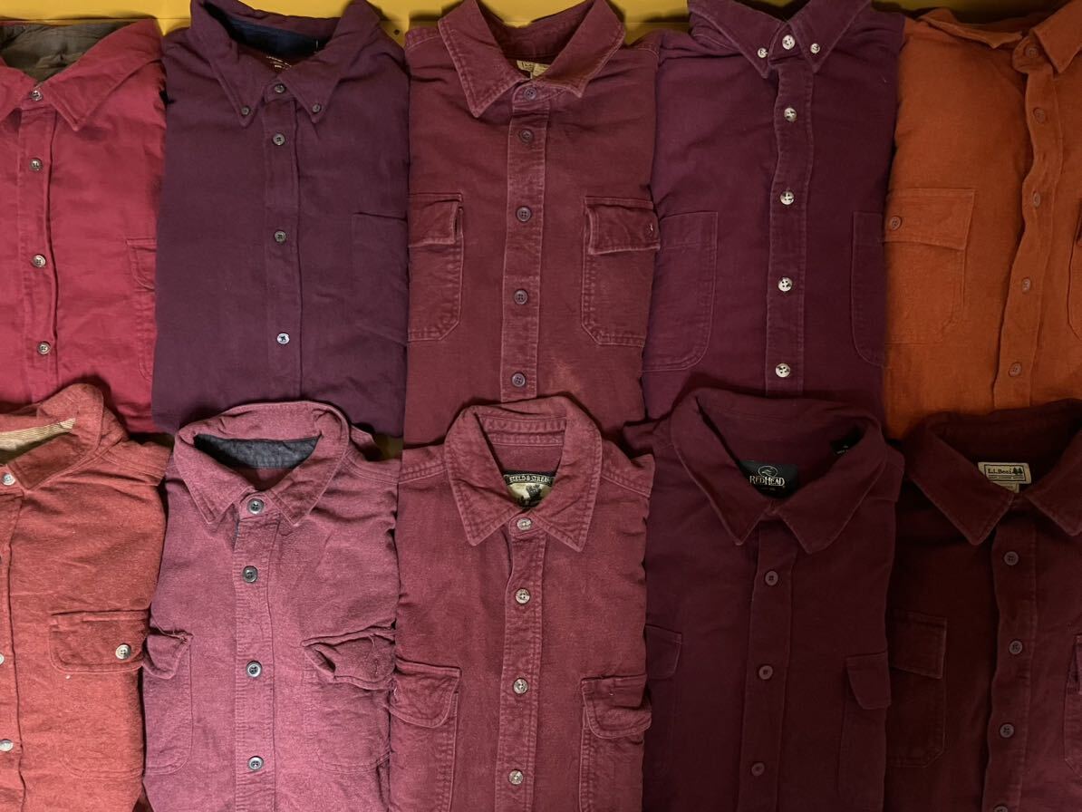 USA古着卸 シャモアクロス シャツ MIX 10枚 セット まとめ売り 1円スタート 卸売り アメリカ古着 レッド オレンジ L.L.Bean コットン 