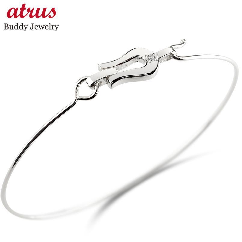 メンズ ブレスレット バングル シルバー925 馬蹄 ホースシュー 一粒 キュービックジルコニア sv 華奢 細身
