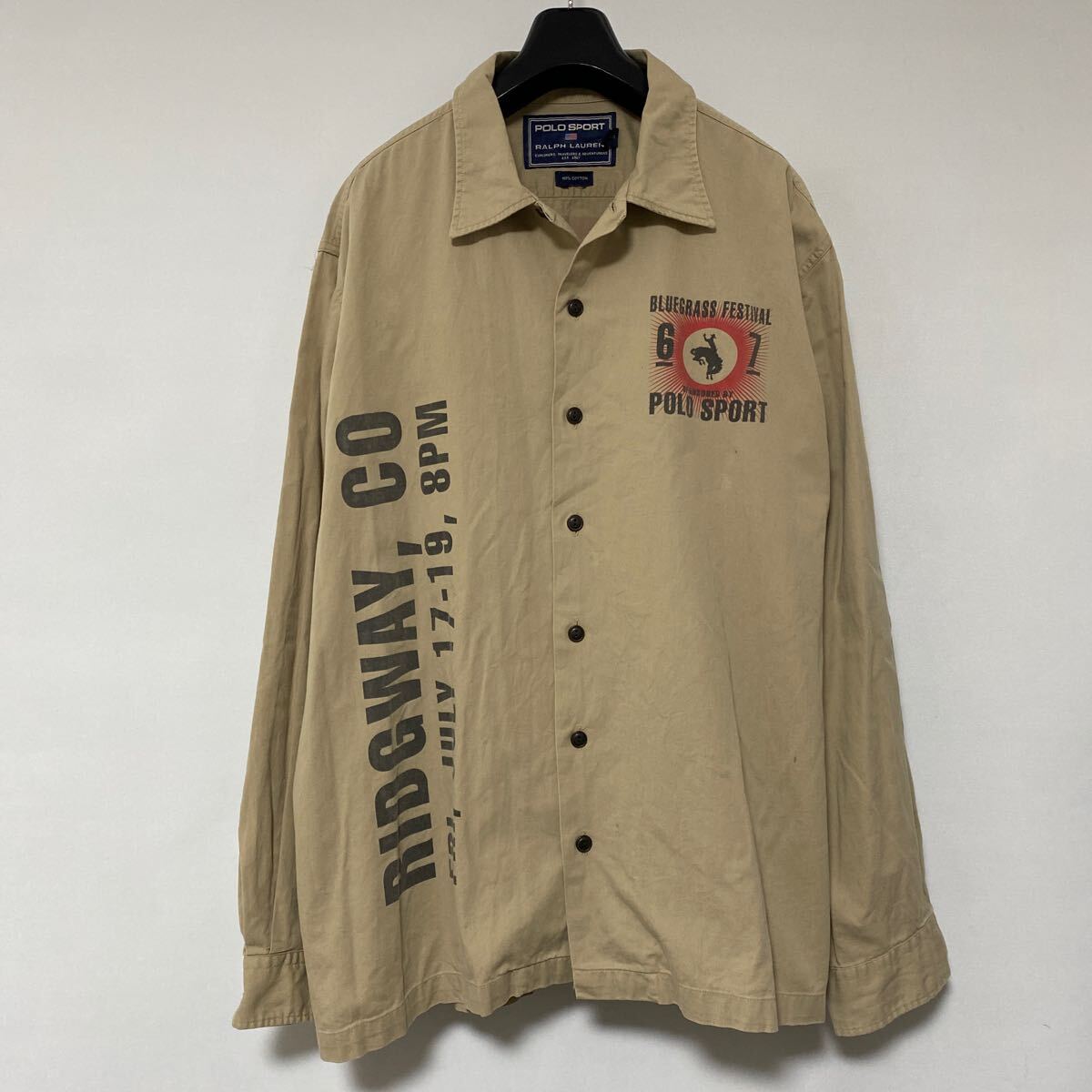 希少 90年代 polo sport bluegrass festival プリント シャツ XL ポロ スポーツ ラルフローレン Ralph Lauren 92 93 