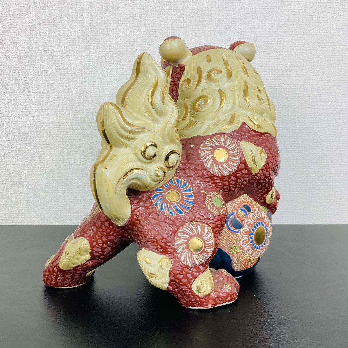 九谷焼 玉乗り獅子 赤獅子 縁起物 魔除け 金彩 色絵 陶器 置物 九谷焼 玉乗り獅子 赤獅子 縁起物 魔除け 金彩 色絵 陶器 置物