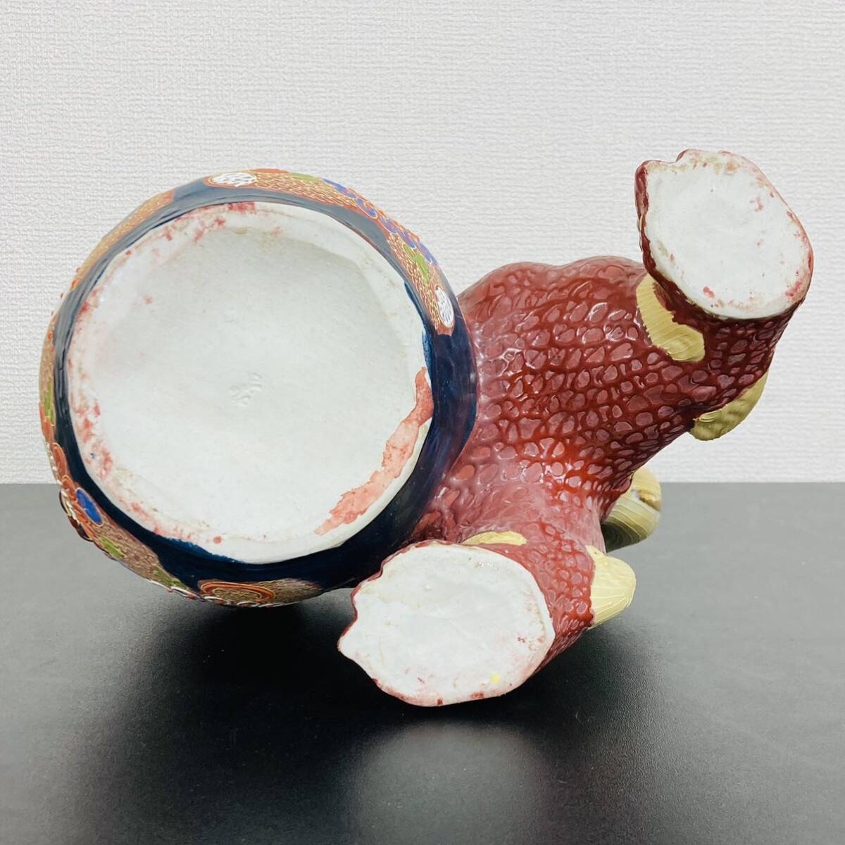 九谷焼 玉乗り獅子 赤獅子 縁起物 魔除け 金彩 色絵 陶器 置物 九谷焼 玉乗り獅子 赤獅子 縁起物 魔除け 金彩 色絵 陶器 置物