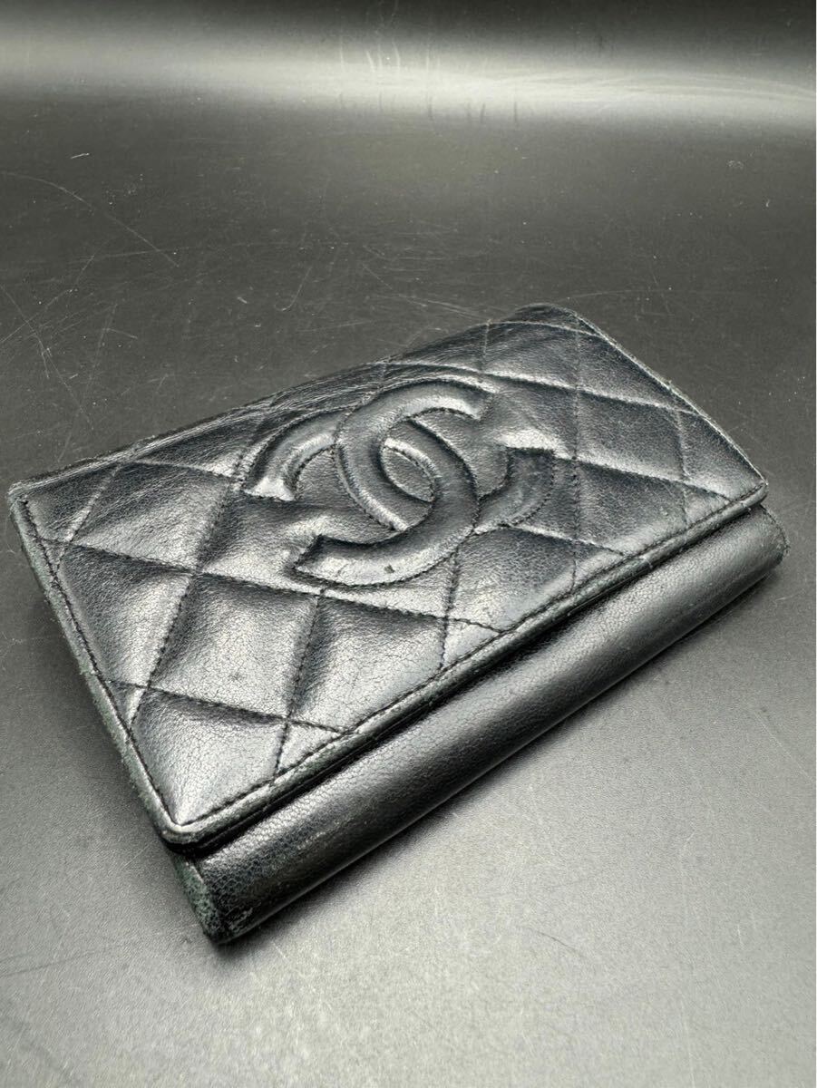 夏本 9月 No.170 CHANEL シャネル 長財布 二つ折り財布 ブラック レザー ロゴデザイン 