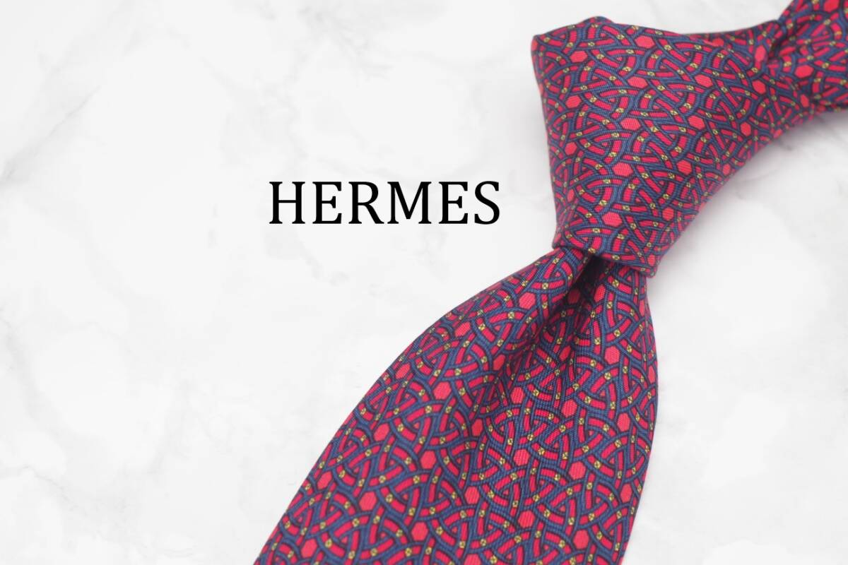 【美品】HERMES エルメス A-771 FRANCE フランス製 ブランド ネクタイ 良品 古着 卸 USED オールド SILK