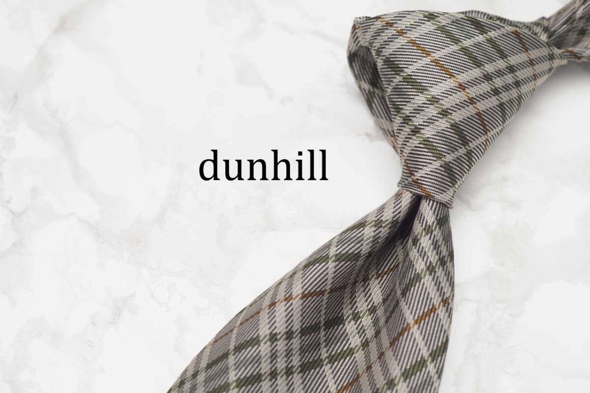 【美品】dunhill ダンヒル A-877 チェック ENGLAND 英国製 ブランド ネクタイ 良品 古着 卸 USED オールド SILK