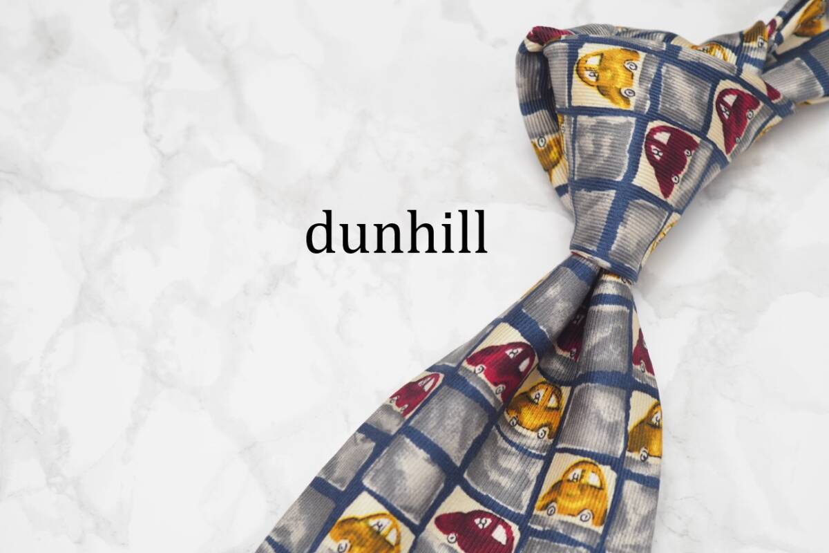 【美品】dunhill ダンヒル A-879 車 ITALY イタリア製 ブランド ネクタイ 良品 古着 卸 USED オールド SILK