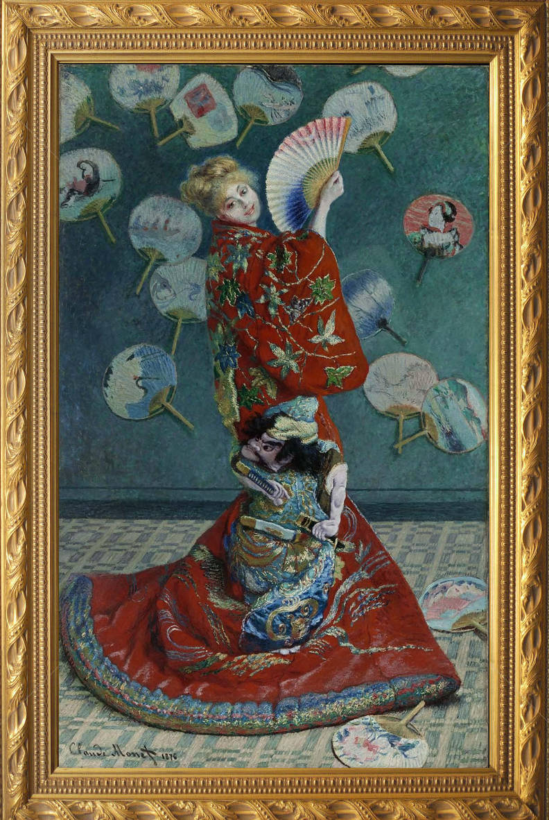 クロード・モネ　『ラ・ジャポネーズ』 1876年 39×24　 複製画◆モネ ミレー 絵画 美術 印象派 ルノワール ドガ 油彩画