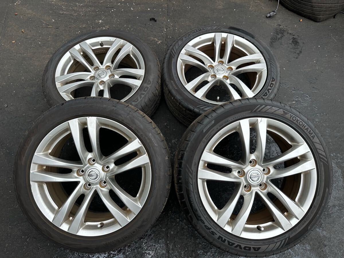 日産 スカイライン CKV36 純正ホイール 22年製タイヤ付き4本セット 225/50R18 245/45R18 18X8J+43 PCD114.3 5H 4本