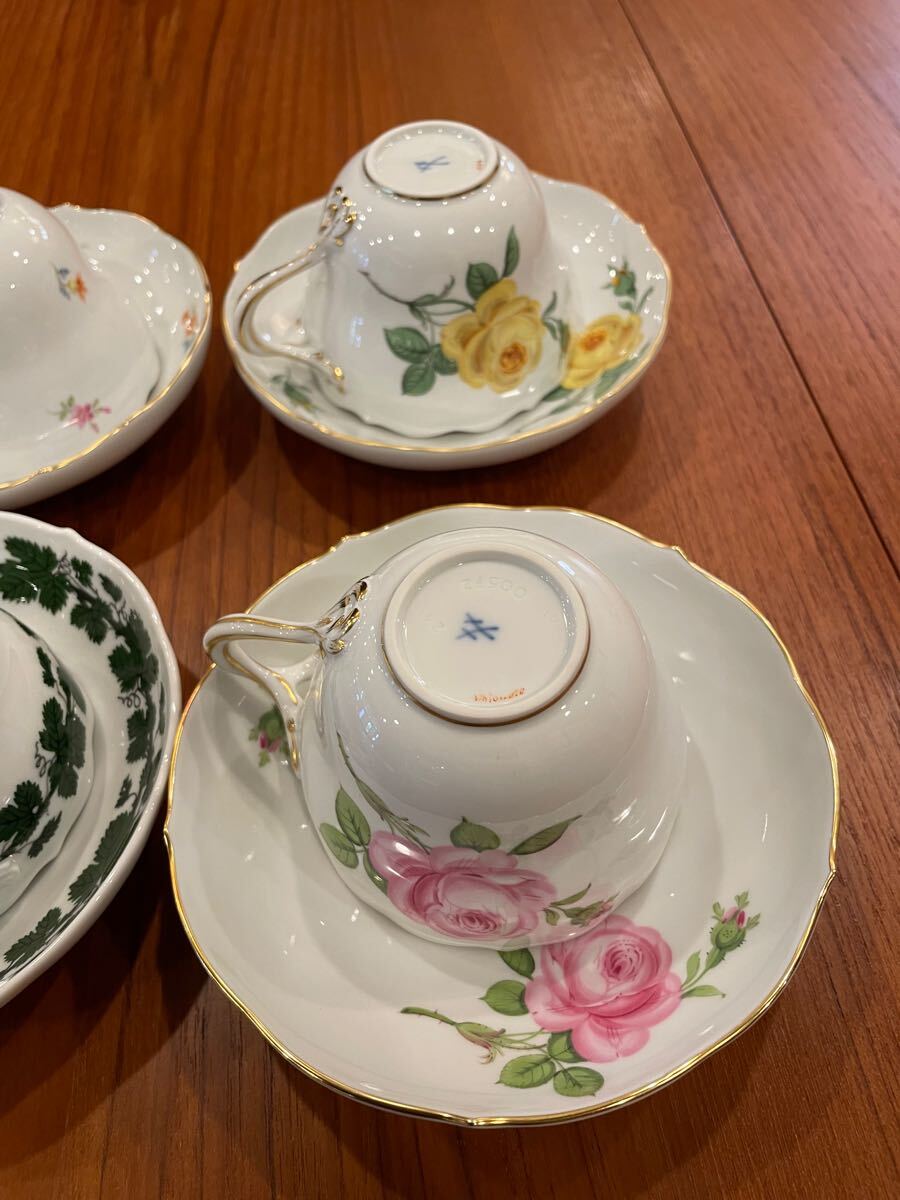 マイセンイエローローズ、ピンクローズ皿6枚セット