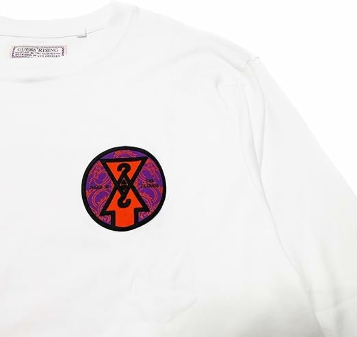 [ゲス] GUESSx88RISING GUE88RISING Tシャツ 長袖 クルーネック ロンT コットン オーバーサイズ ロゴ バックプリント (ホワイト, L)_画像4