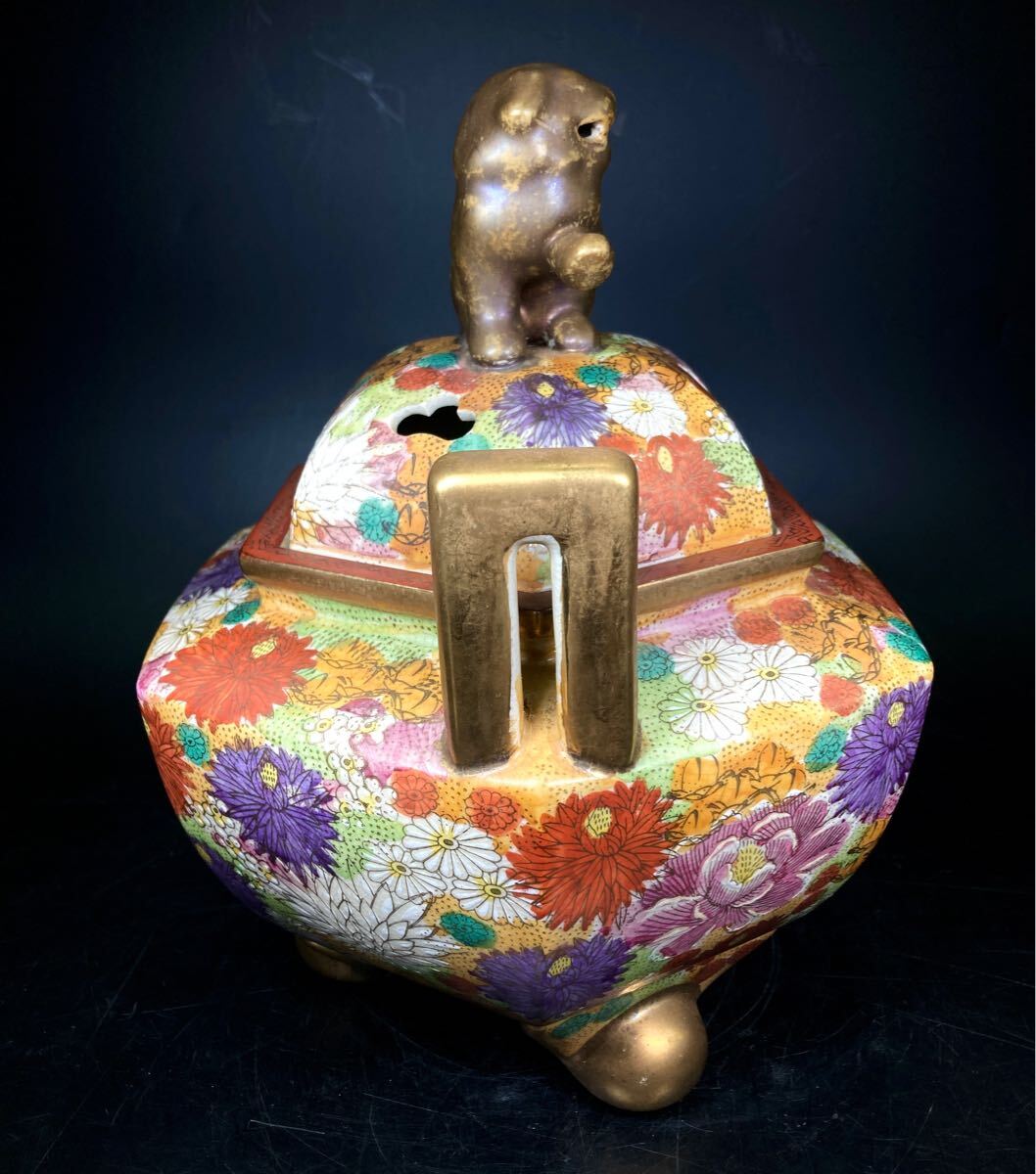 時代 献上手薩摩武者絵大花瓶 煌びやかな逸品 全高50㎝ n472