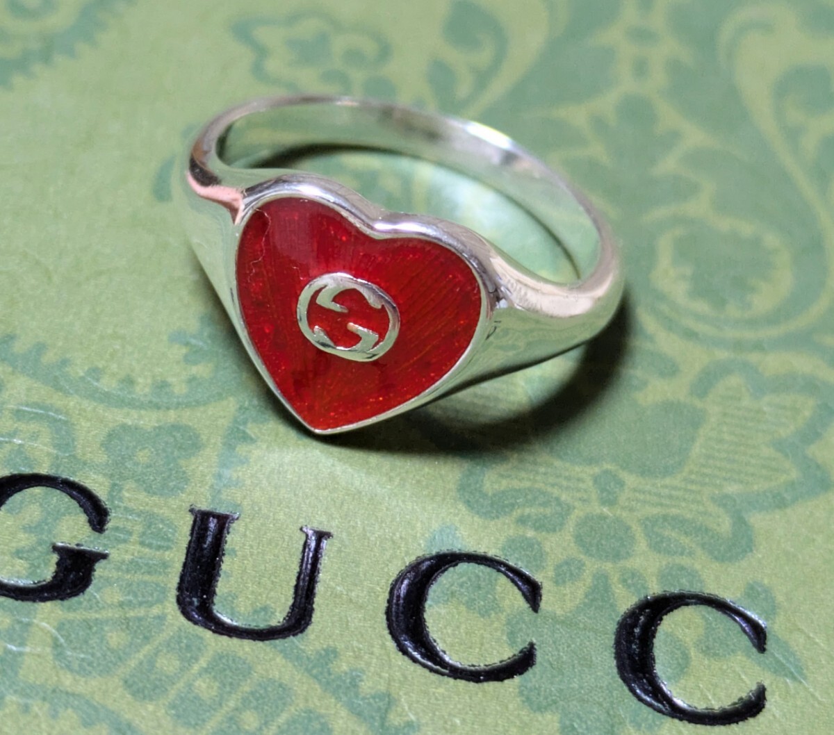 新品未使用 GUCCI インターロッキング ダブルG ハート レッド 