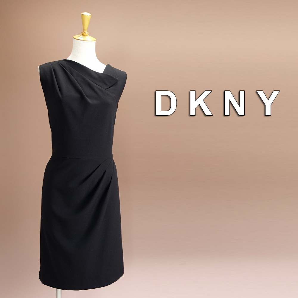 新品 DKNY 12/17号 ダナキャラン 黒 ワンピース パーティドレス 大きいサイズ ブラック 結婚式 二次会 披露宴 フォーマル 謝恩会 凛42X1403