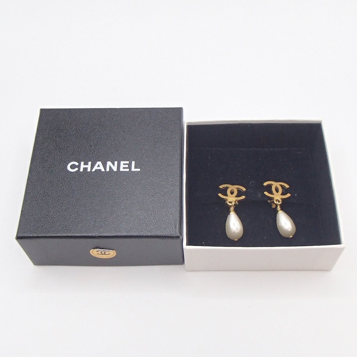 ★CHANEL シャネル イヤリング /フェイクパール ゴールド ティアドロップ/ ココ ココマーク ヴィンテージ アクセサリー 箱★SN