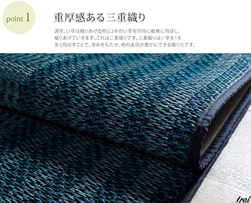 日本製 い草 ラグ カーペット ネイビー 2畳 正方形 Fナール 国産 日本製 い草 ラグ カーペット ネイビー 2畳 正方形 Fナール 国産