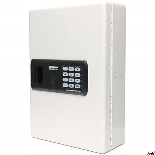 キーボックス 24本吊 テンキー キーレス 暗証番号タイプ 非常解錠キー付 電池式 収納　鍵　貴重品　スリム　ホワイト
