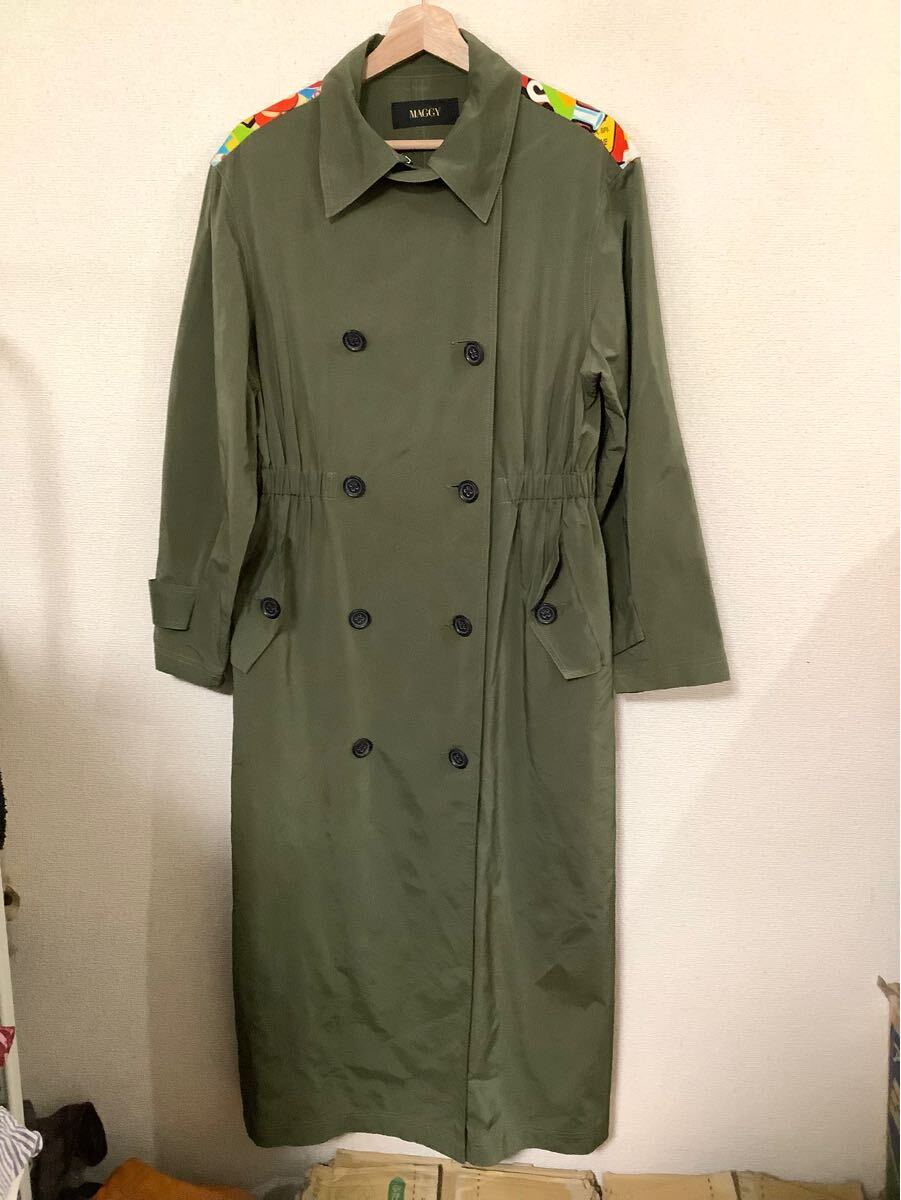 MAGGY マギー　ナイロン　トレンチコート　オリーブグリーン　ミセス　レディース　セレクト　ブランド　古着
