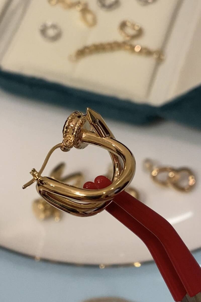 18K ピアス フープピアス リングピアス イタリアンジュエリー 釘 18K ピアス フープピアス リングピアス イタリアンジュエリー 釘