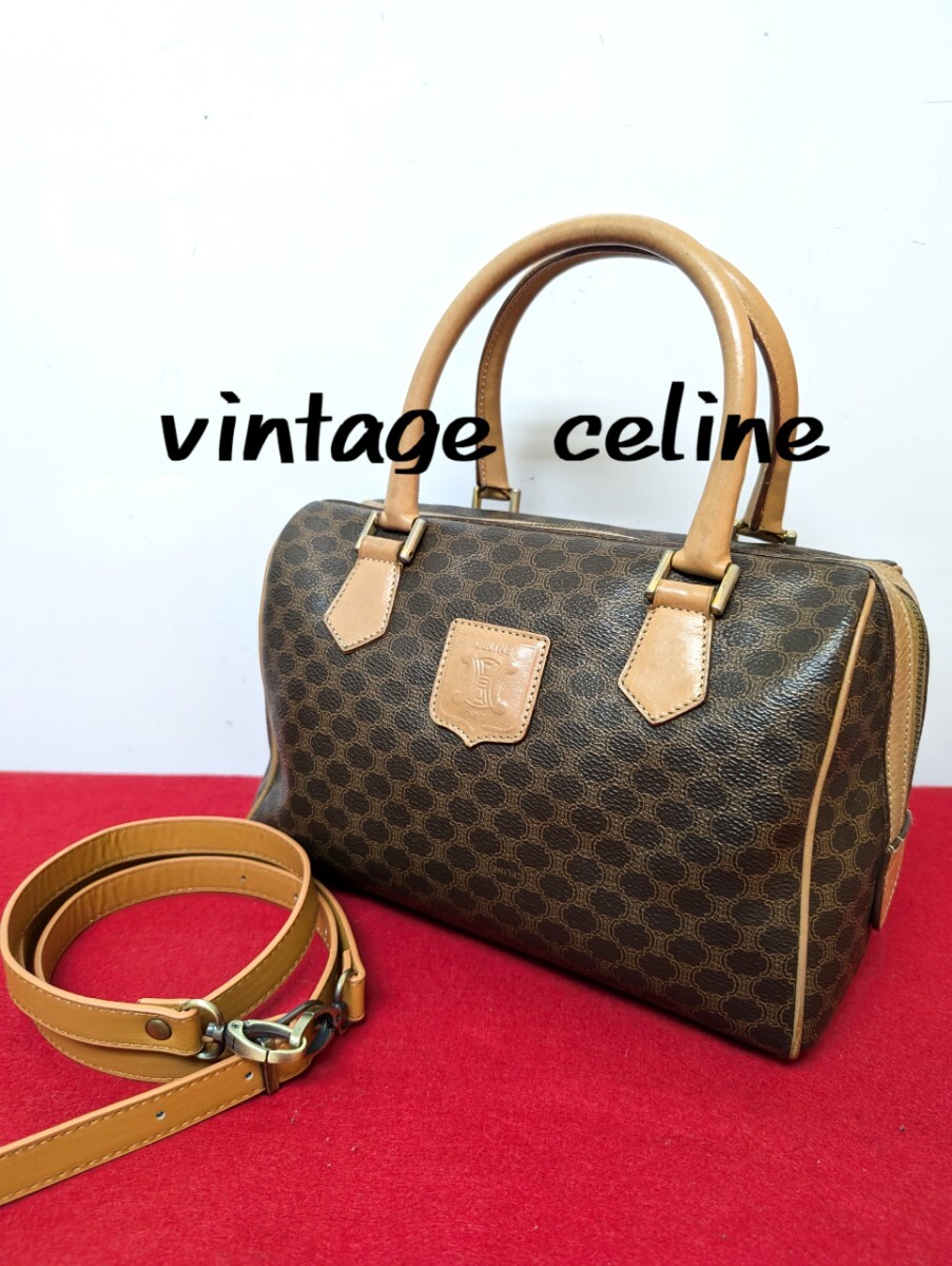 美品 極希少 Celine セリーヌ マカダム柄ミニボストンバッグ 美品 極希少 Celine セリーヌ マカダム柄ミニボストンバッグ