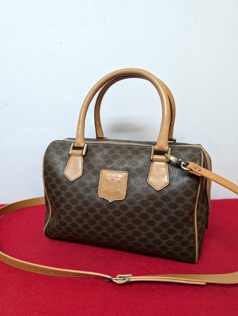 美品 極希少 Celine セリーヌ マカダム柄ミニボストンバッグ 美品 極希少 Celine セリーヌ マカダム柄ミニボストンバッグ