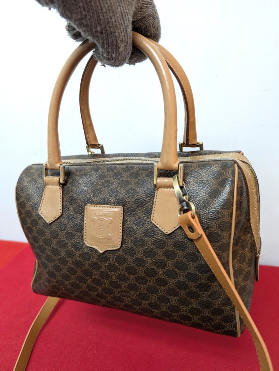 美品 極希少 Celine セリーヌ マカダム柄ミニボストンバッグ 美品 極希少 Celine セリーヌ マカダム柄ミニボストンバッグ