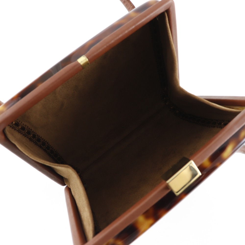 FENDI フェンディ FF パーティーバッグ ハンドバッグ プラスチック×レザー 茶 レディース【I191824143】中古