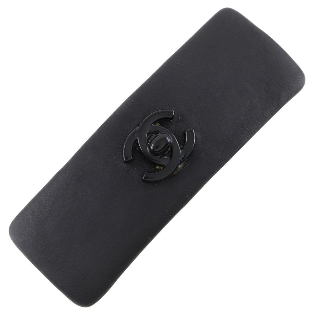 CHANEL シャネル ターンロック ココマーク バレッタ カーフ 黒 レディース【I191824192】中古