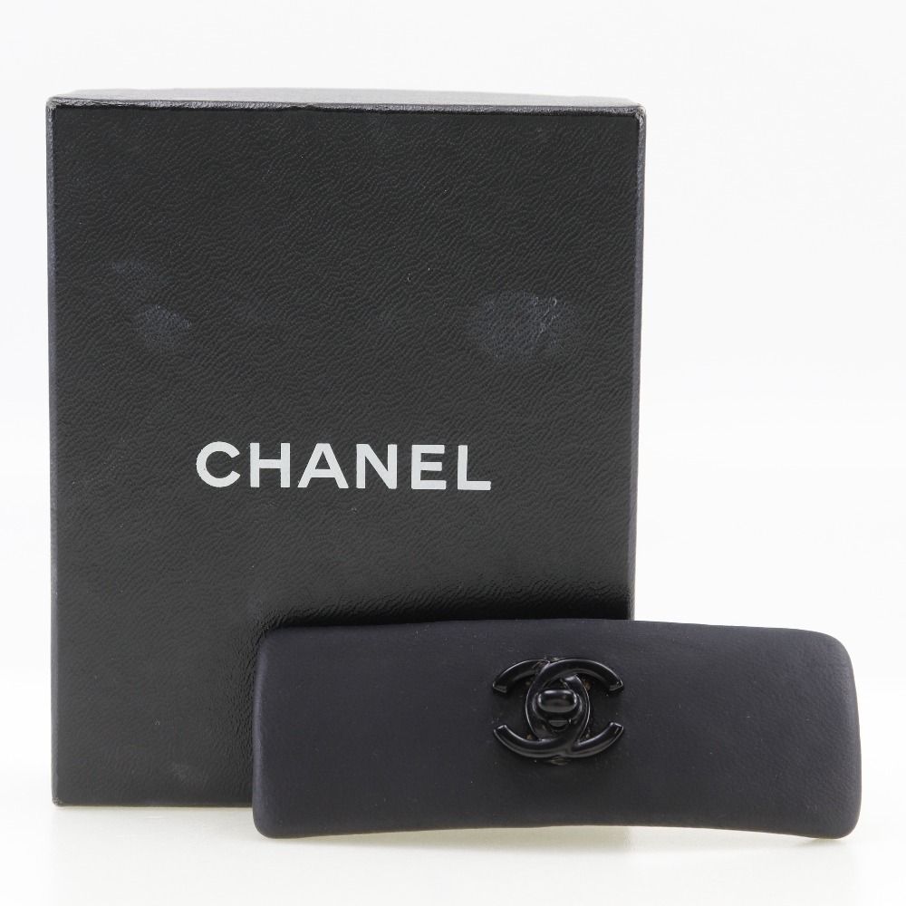 CHANEL シャネル ターンロック ココマーク バレッタ カーフ 黒 レディース【I191824192】中古