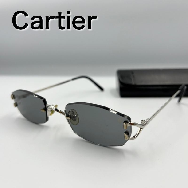 カルティエ リムレス ツーポイント サングラス Cartier サングラス リムレス ツーポイント 度なし アイウェア