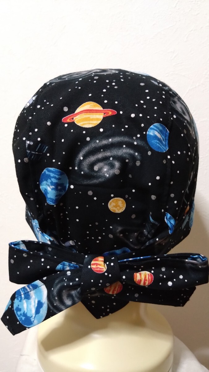 短★バンダナキャップ★ハンドメイド　宇宙　惑星　銀河　黒