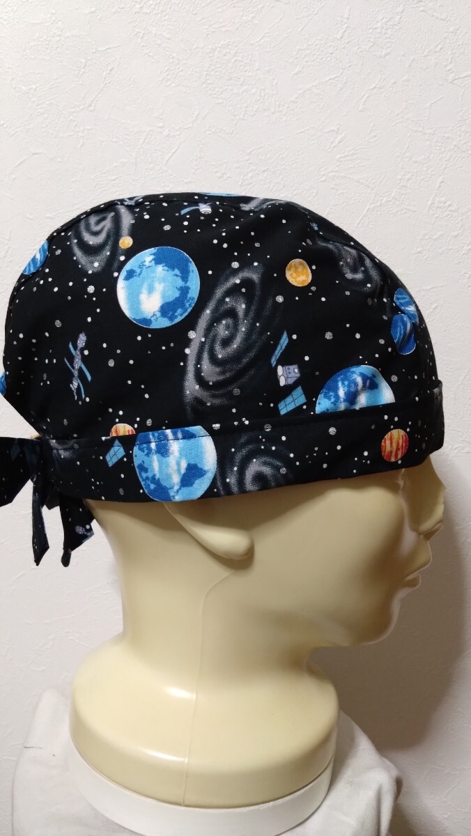 短★バンダナキャップ★ハンドメイド　宇宙　惑星　銀河　黒