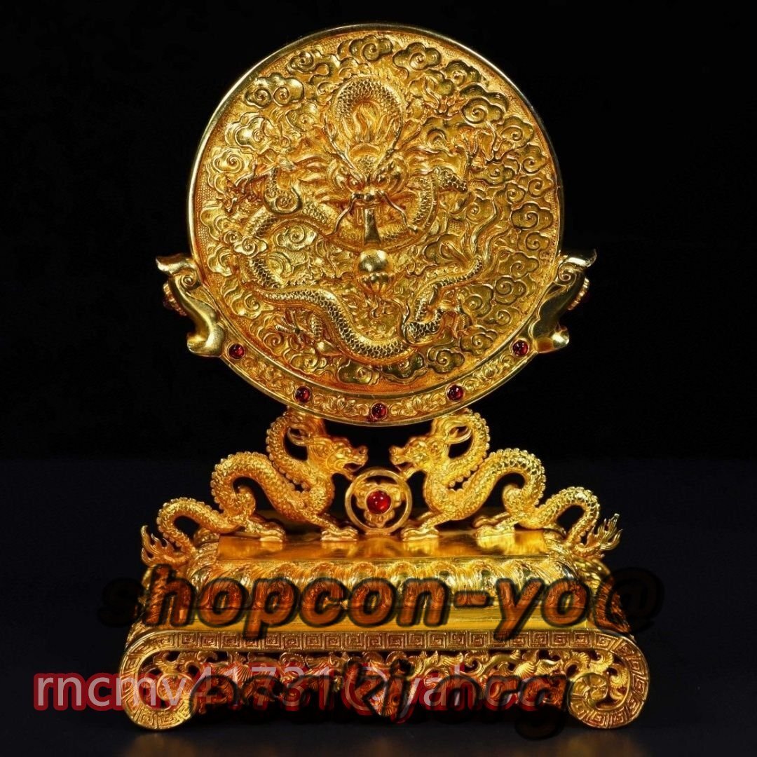ミニ屏風 大開運 風水黄金龍/合金製 屏風 衝立 パーテーション ミニ屏風 大開運 風水黄金龍/合金製 屏風 衝立 パーテーション